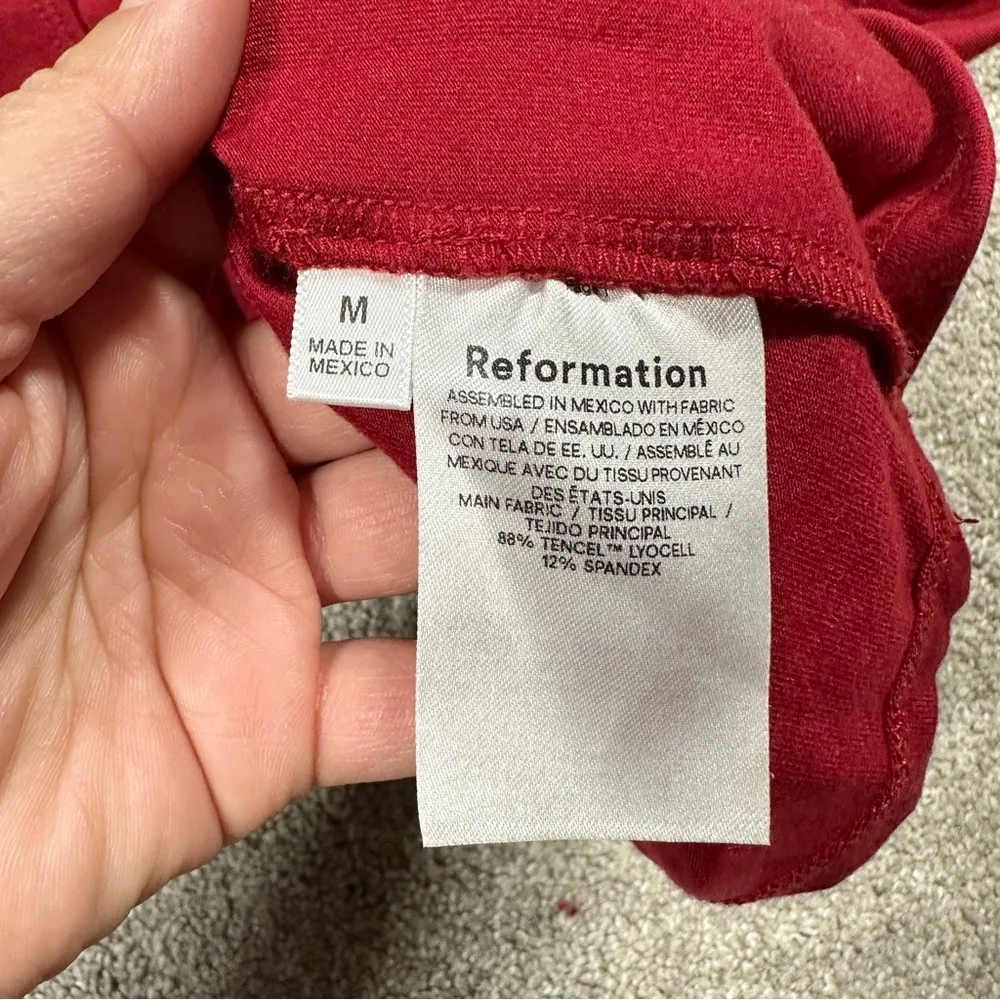 Reformation Leland Knit Top Longsleeve V-Neck Dark Romantic in Sangre Red Size M - Image 11