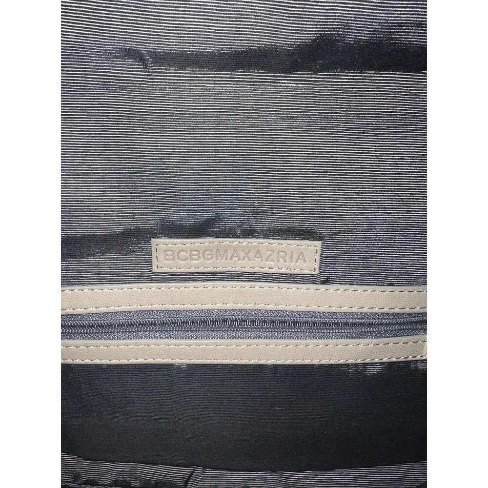 BCBG Maxazia Tooled Leather Clutch Shoulder Taupe Handbag With Chain - Image 5