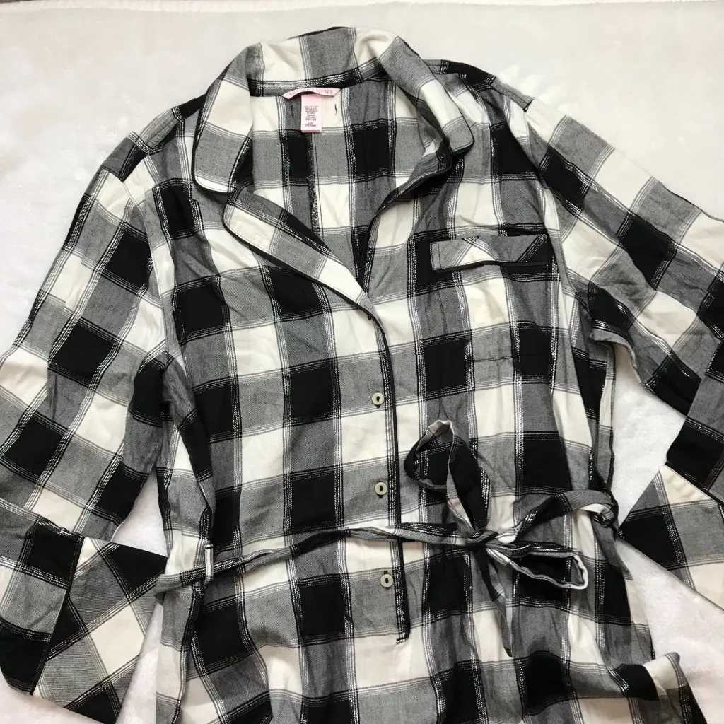 Victoria's Secret Shimmery Plaid Lightweight Flannel PJ Sleep‎ Romper Outfit L - Image 13