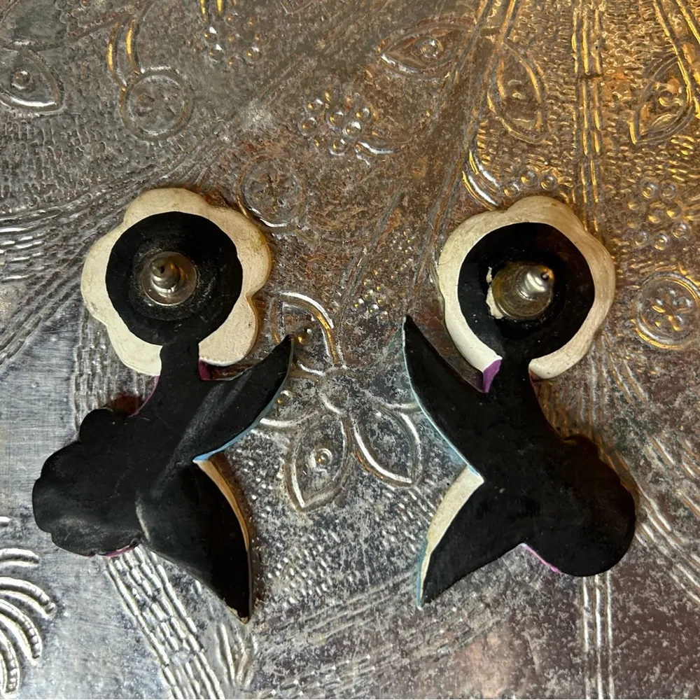 Hummingbird Wooden Earrings Purple - Image 6