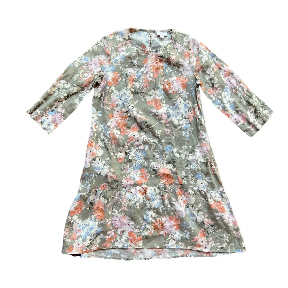J. Jill Love Linen Fresh Bloom Floral Ruffle Tunic Dress Lagenlook XSP - Image 5