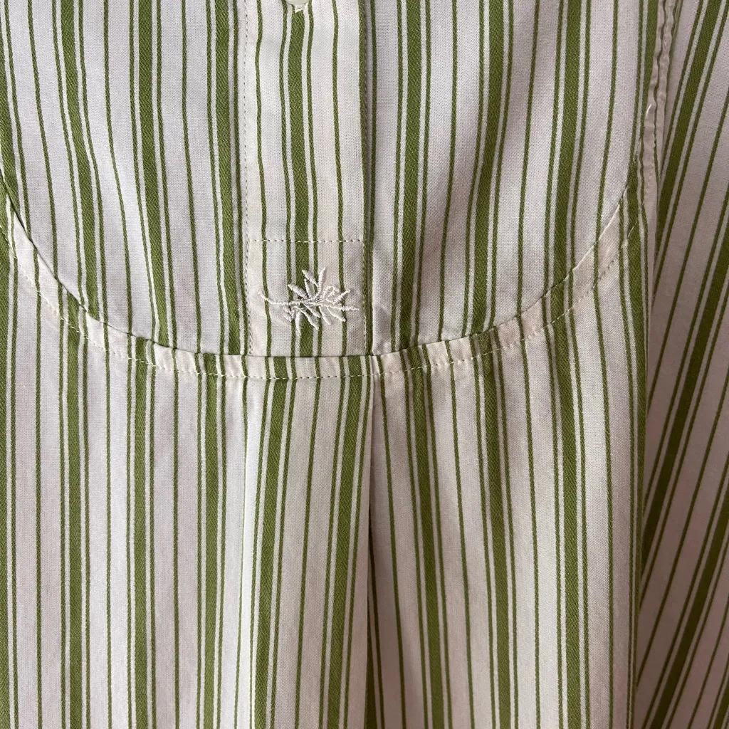 Airelles Striped Cotton Popover Dress – Minimalist Prairie Style ~ Medium💛🍄 Green - Image 4