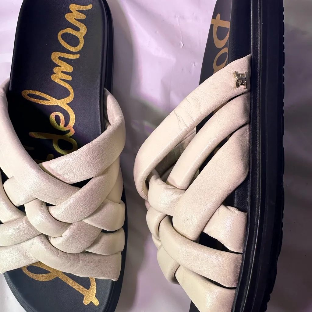 Sam Edelman Cream Woven Slide Sandals - Image 6