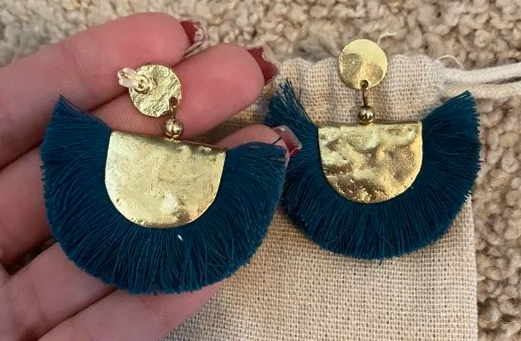 Gold Tassel Earrings - Image 2