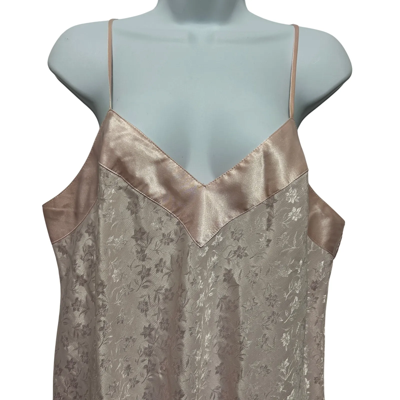 Cacique Lingerie Chemise L Pink Jacquard Floral Slip Dress Coquette Boudoir - Image 2