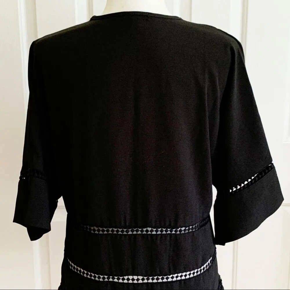 Stella & Dot Top Blouse Maette Hyde Black V-Neck Illusion Short Sleeve Size XS - Image 9