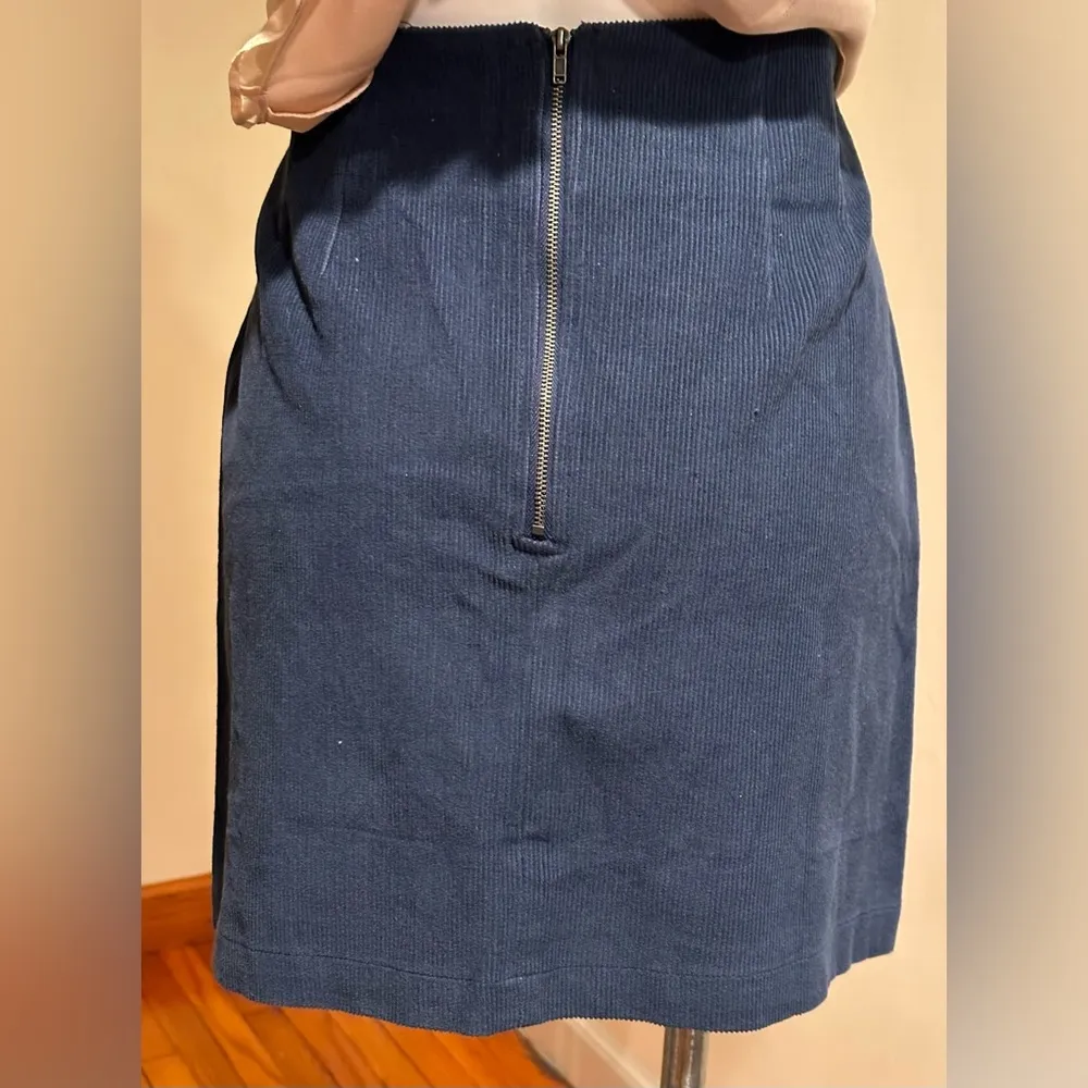 Audrey 3 +1 Light Blue Corduroy Mini Skirt Zip in Back SZ L 100 % Cotton - Image 5