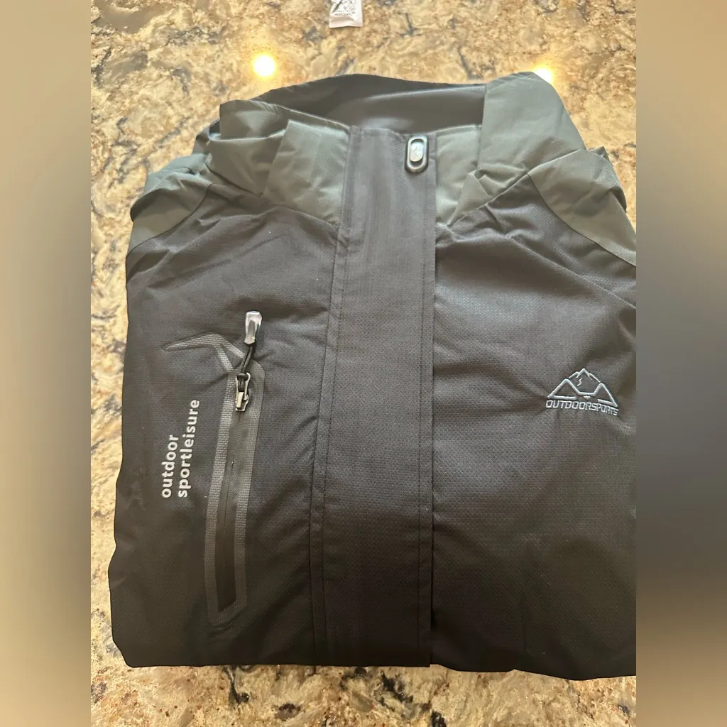 Women’s XXL Waterproof Rain Jacket Removable Hood Dark Green Outdoor Sports Black - Image 7