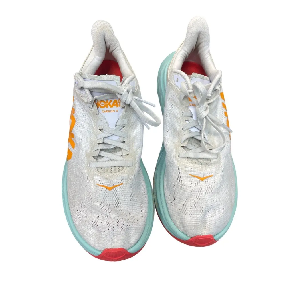 Hoka Womens Carbon X White green orange Running Sneakers Sz 8.5B SKU 9461 - Image 10