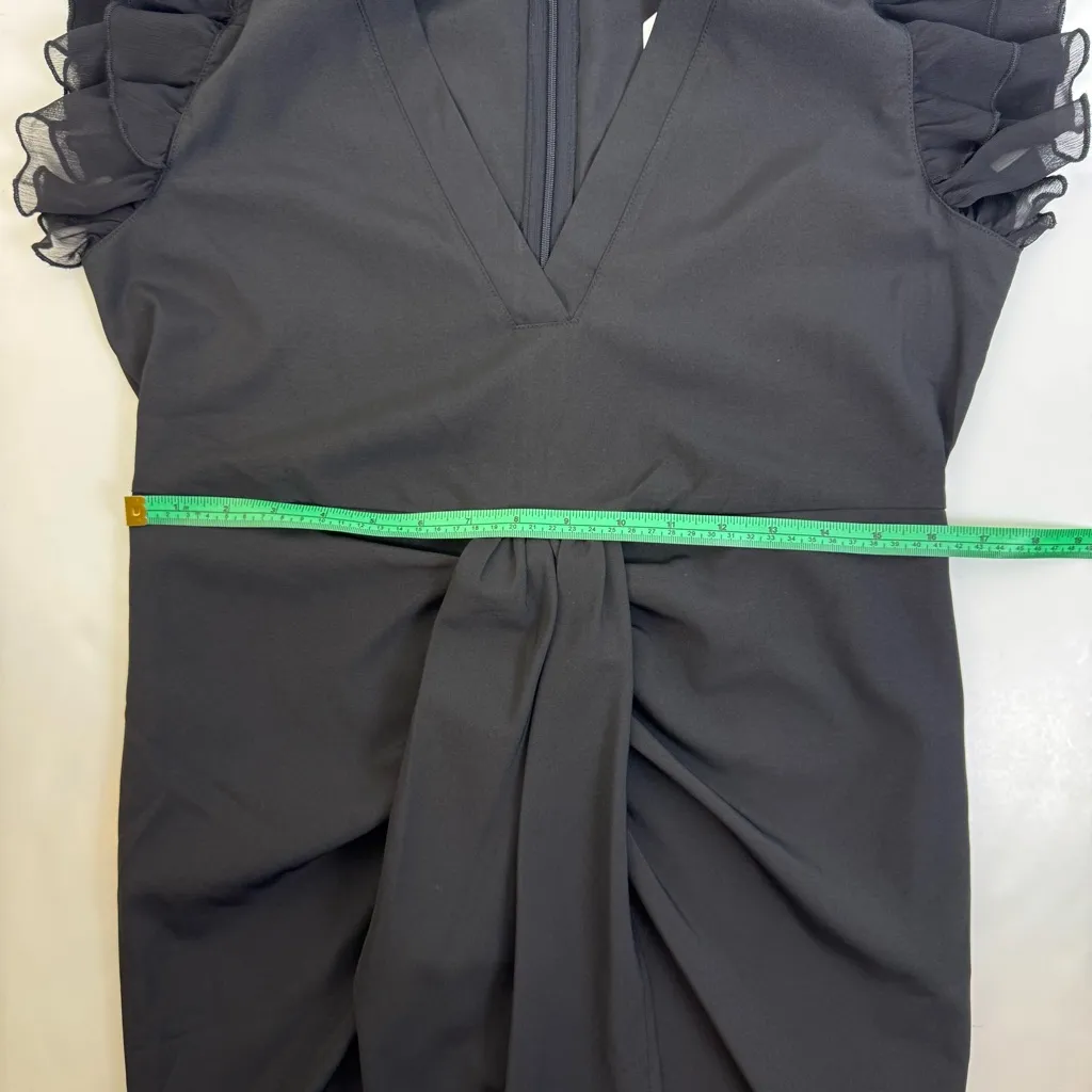 Made With Love Black Midi Dress NWT Medium Ruffle Sleeve V - Image 10