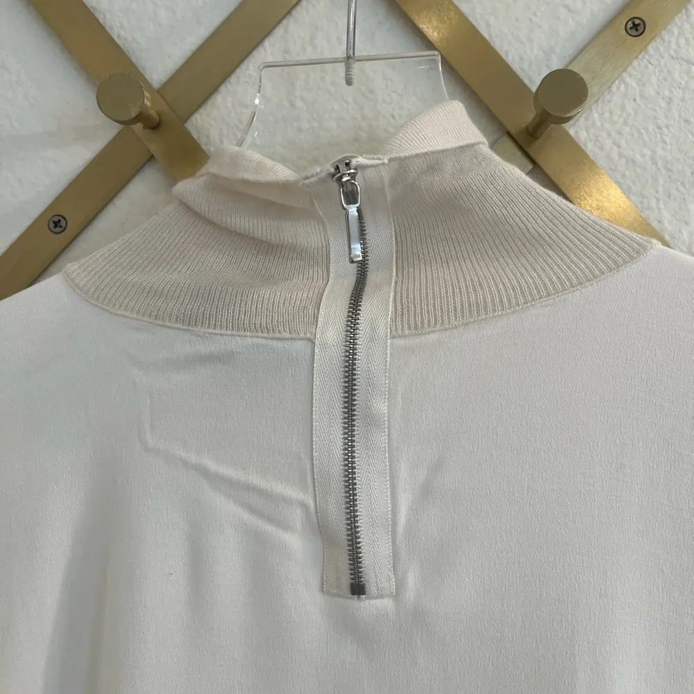 Vince Ivory Cashmere Blend Mock Turtle Bat Wing 3/4 Sleeve Top Medium - Image 6