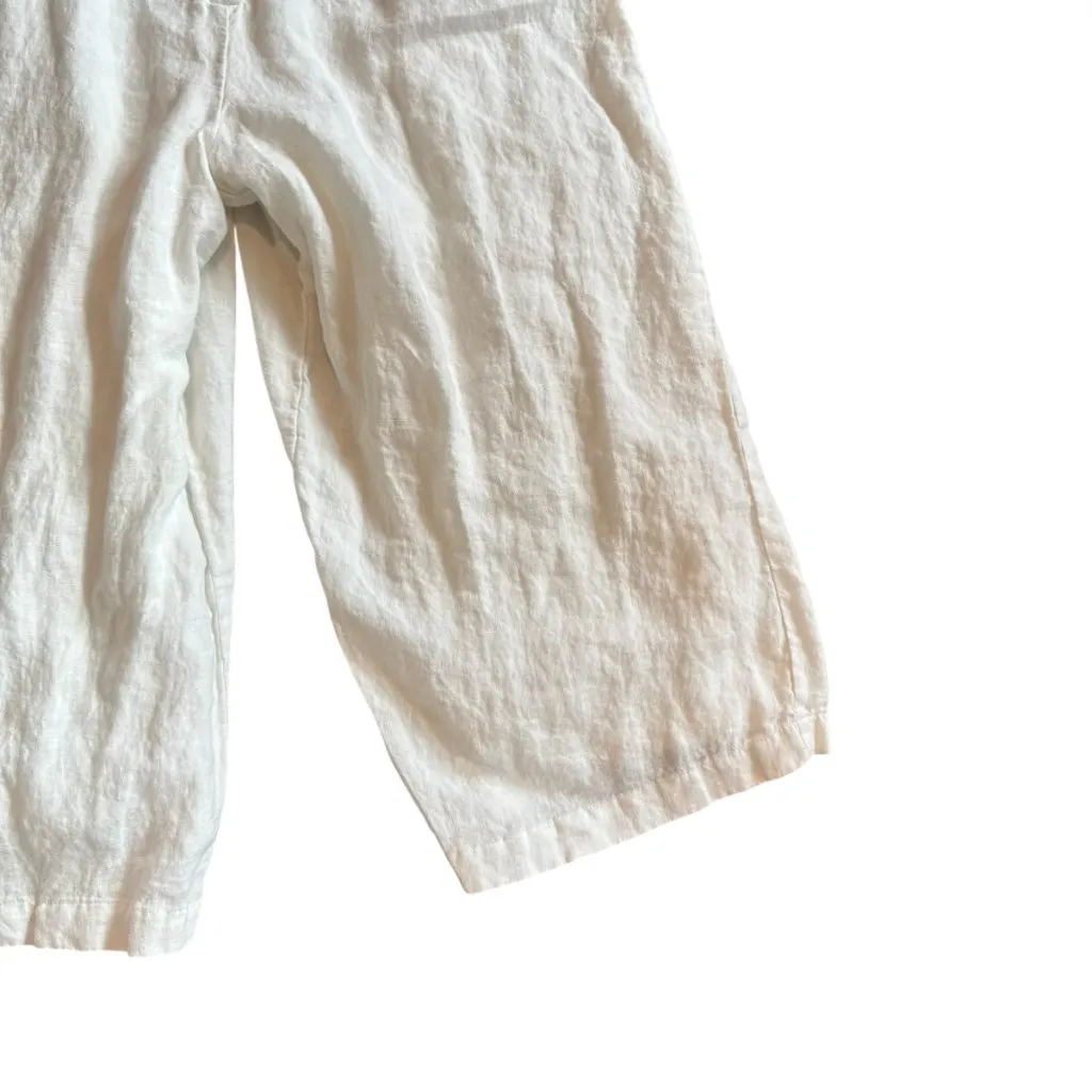 McGuire White Linen Sleeveless Jumpsuit Partial Button-Down Pockets Size Small - Image 4