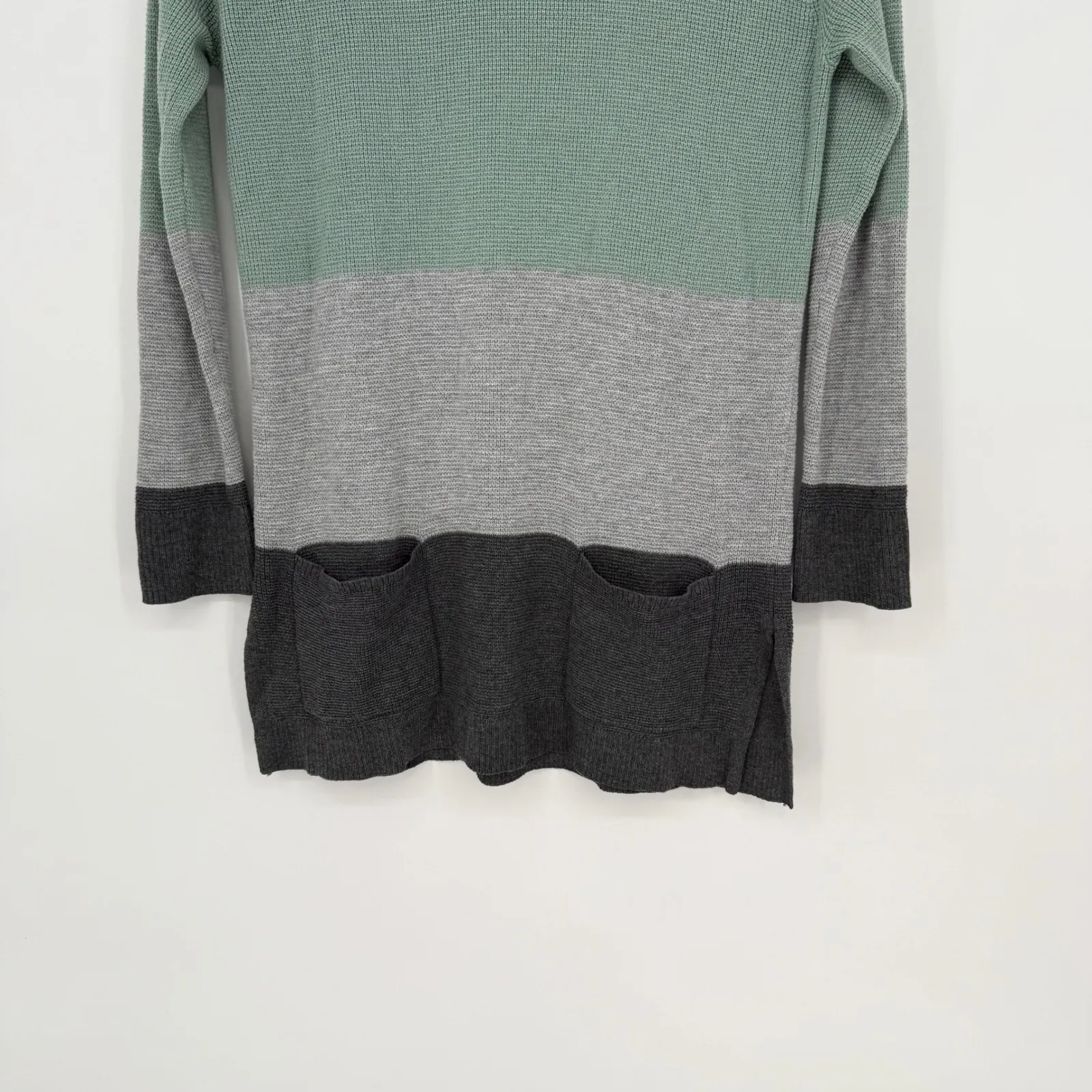 Vince Camuto Colorblock Waffle Knit Long Sleeve Pocket Tunic Sweater XS - Image 5