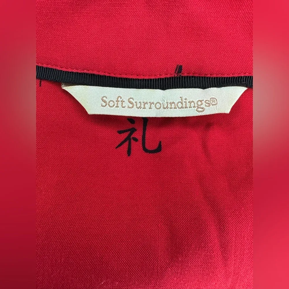 Soft Surroundings Pagoda Printed Wrap Roll Tab Tunic Size L Red - Image 8