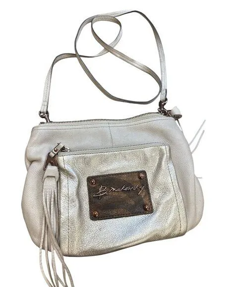 B Makowsky Womens Tan Leather Crossbody Purse With Tassel SKU 6896 - Image 1