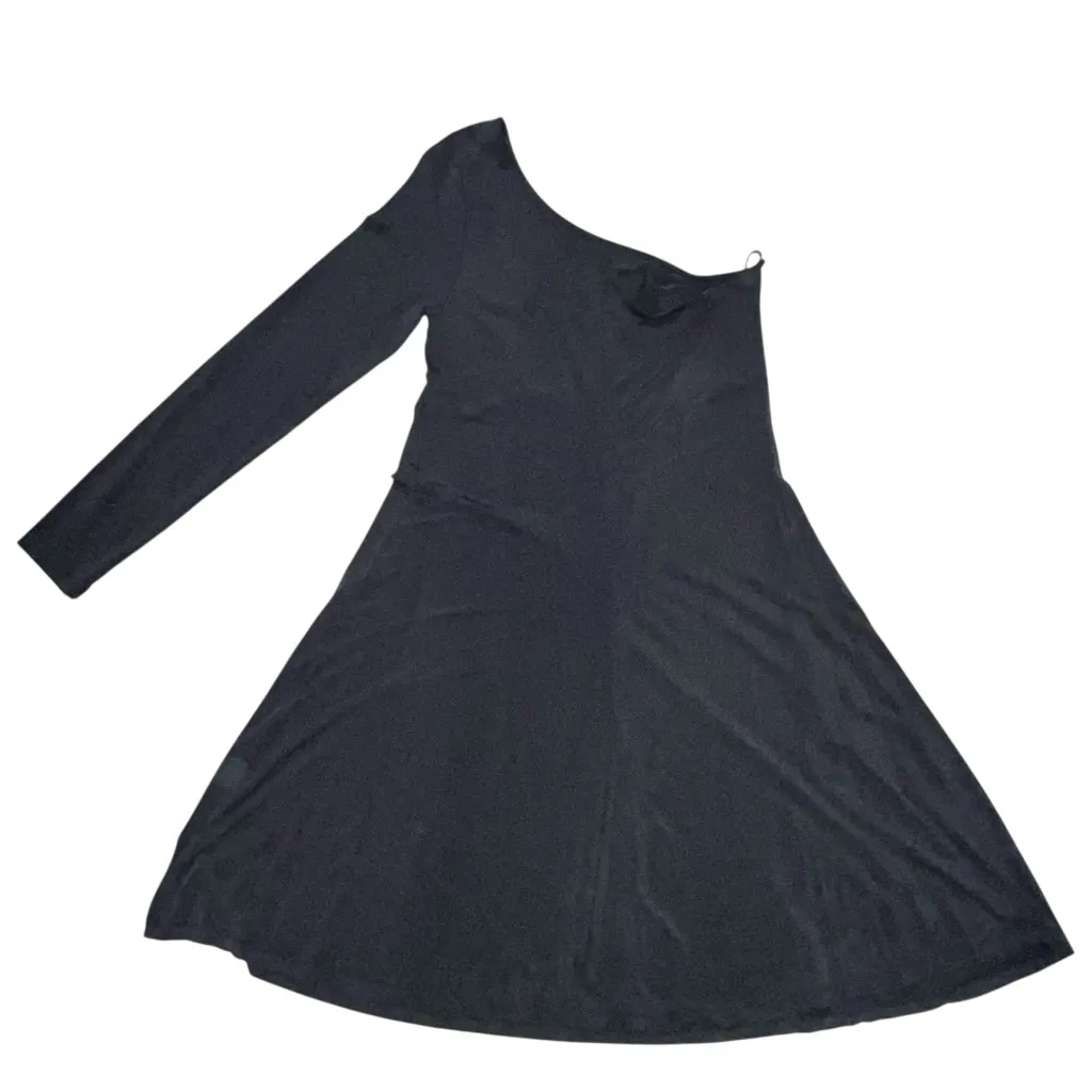 Anthropologie Eri + Ali Navy Blue Alessandra One Shoulder Long Sleeve Dress - Image 4