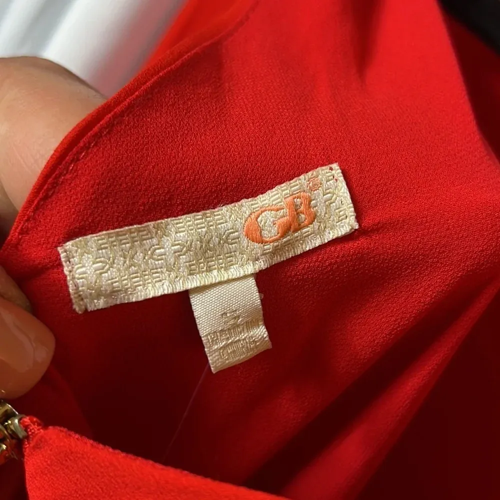 GB Dress Pleated Sleeve Bright Red Holiday Size S Mini NWT - Image 7