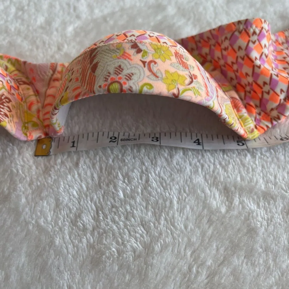 Victorias Secret Bandeau Bikini Top Size 32B Pink Geo Paisley Strapless Swimwear - Image 6