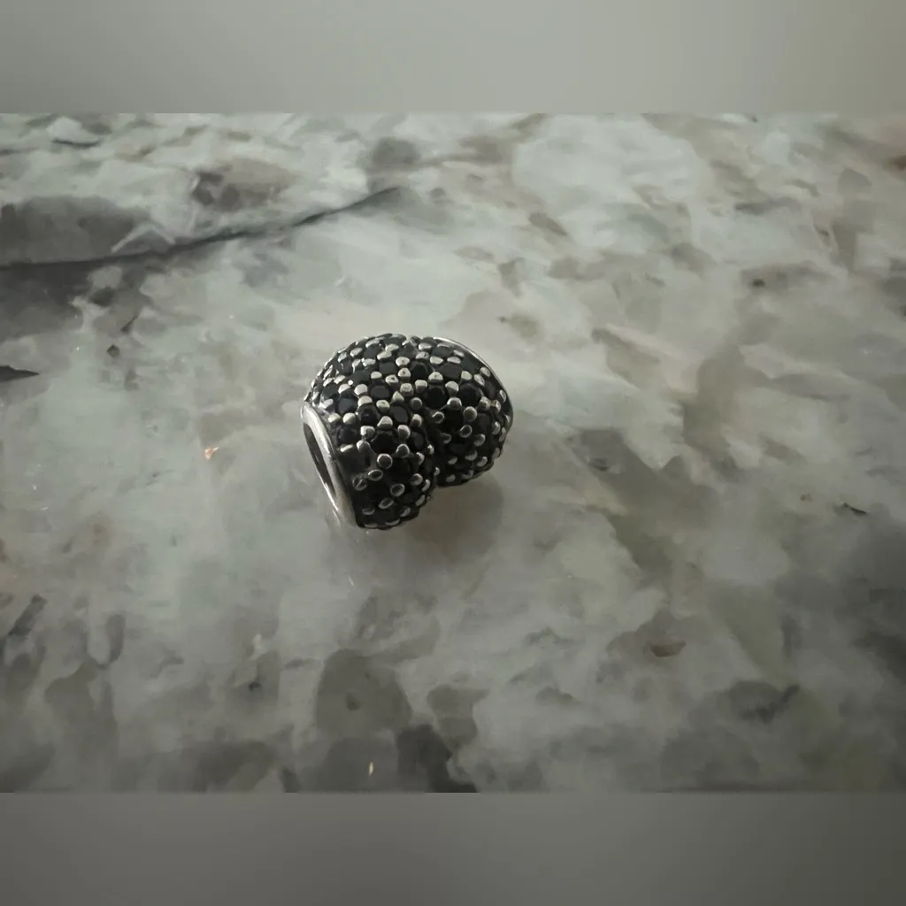 Pandora Authentic  Black Heart Crystal Charm - Image 5