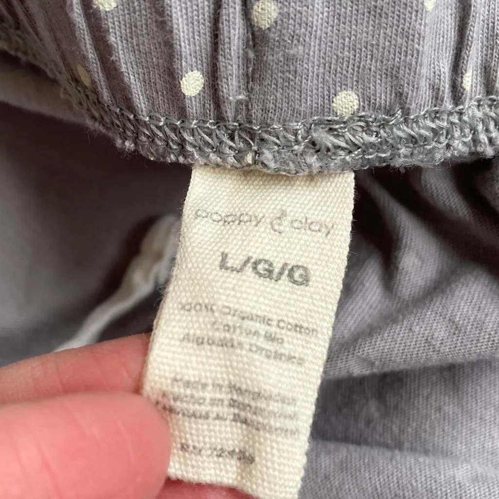 Poppy & Clay 100% Organic Cotton Pajama Set Long Sleeve Top and Pants Gray Size L - Image 3