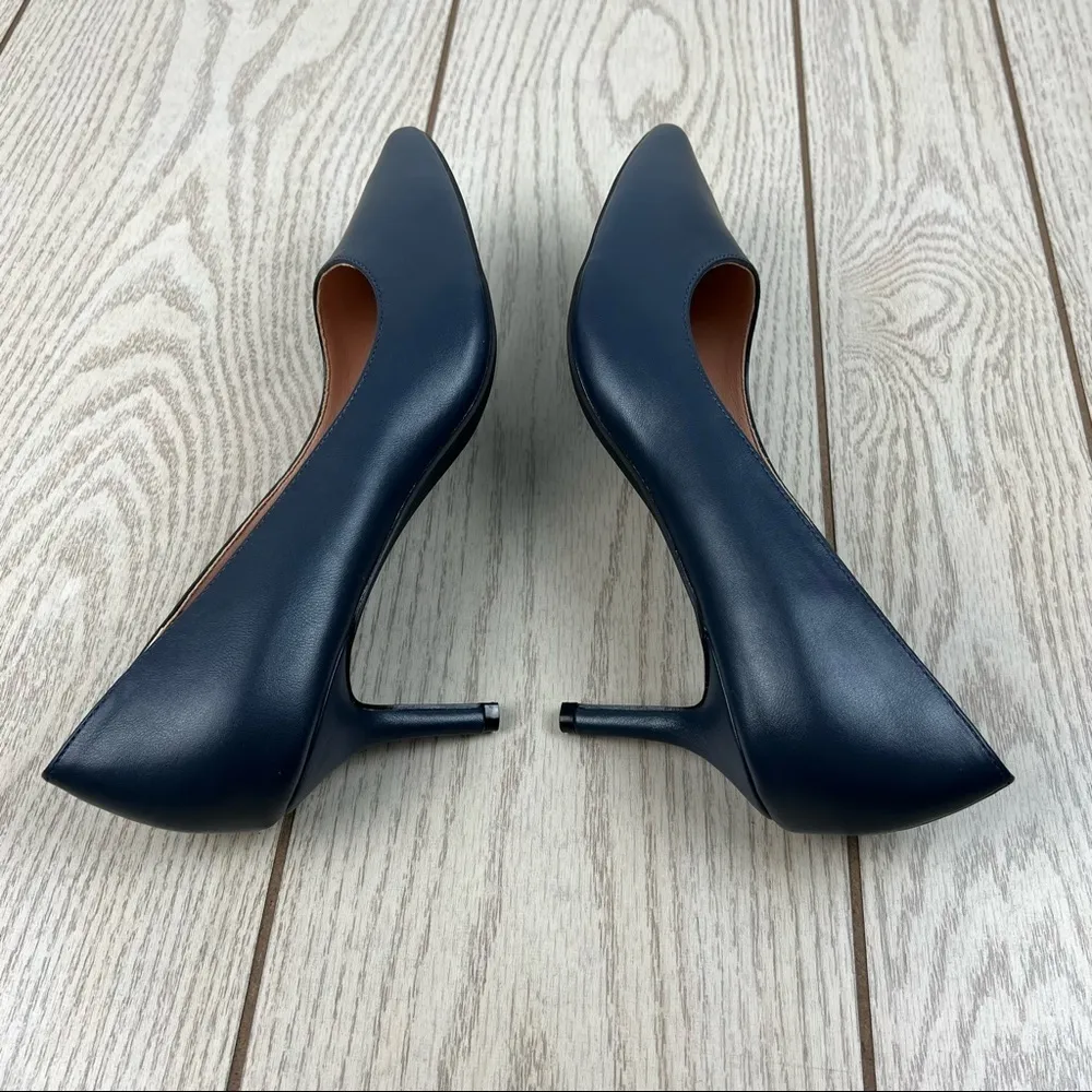French Connection Kate Classic Pointy Toe Stiletto Pump 10 Navy Faux Leather $98 - Image 6