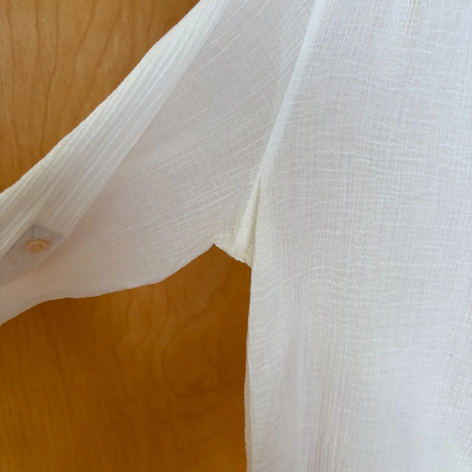 Tommy Bahama White Gauze Mandarin Collar Button Up Tunic Shirt Top Women S - Image 5