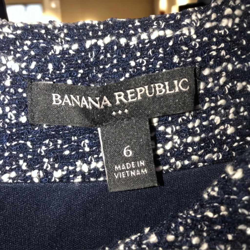 Banana Republic. Navy Blue & White Tweed Shift Dress. Size 6 - Image 6