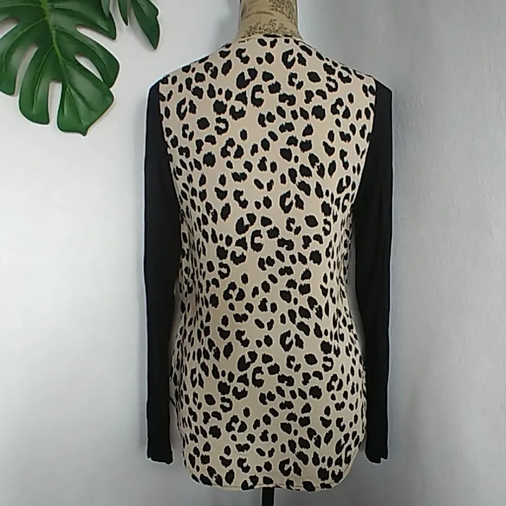 Buttons Animal Print Wrap Blouse Top - Image 4