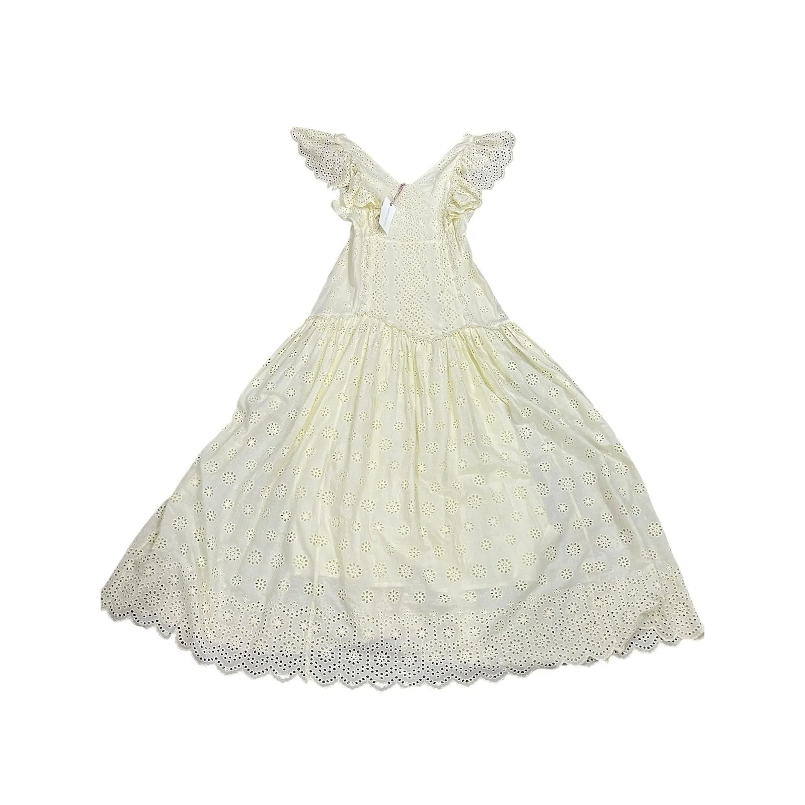 NWT LoveShackFancy Cressida Eyelet Maxi Dress in Pisco Yellow Buttercream MEDIUM - Image 9