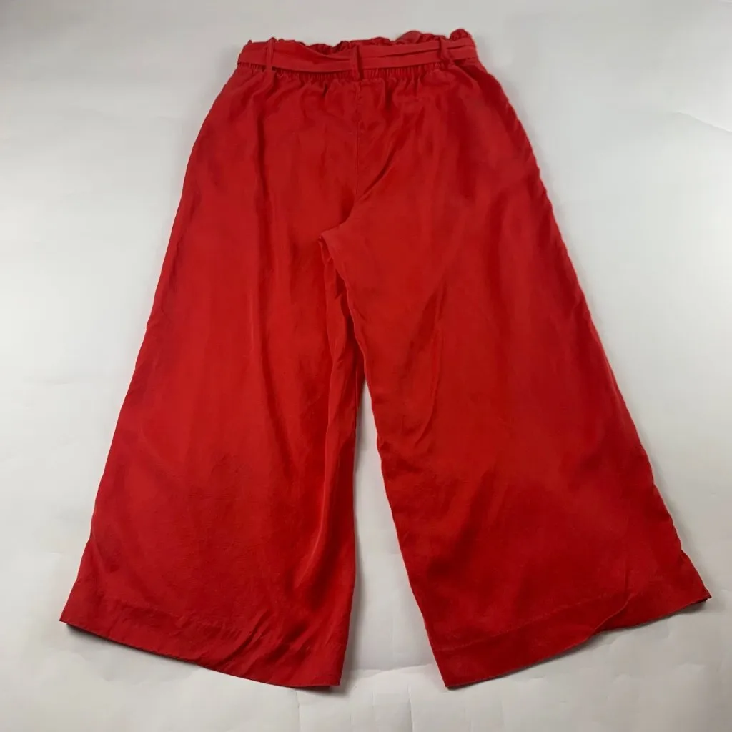 Ann Taylor Red Tencel High Rise Belted Wide Leg Cropped Pant L - Image 6