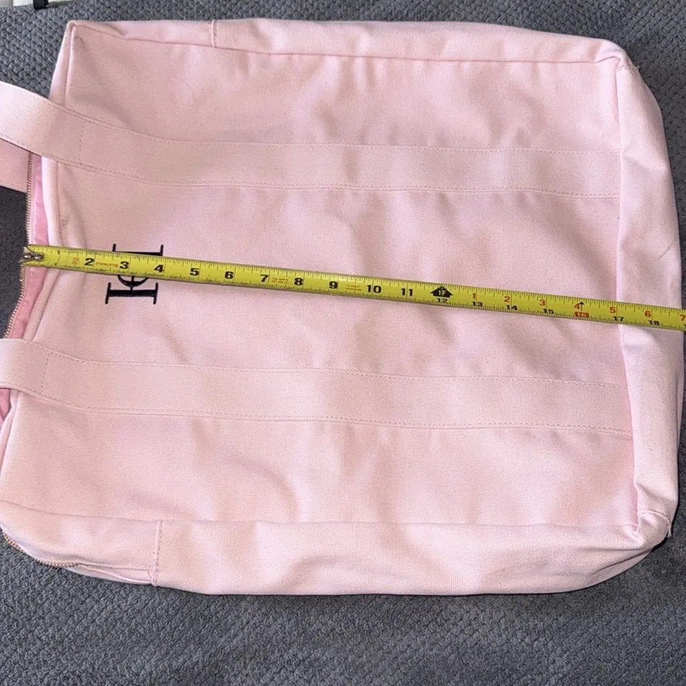 Carolina Herrera Pink Canvas Tote Bag Large Zip Shoulder Bag - Image 6