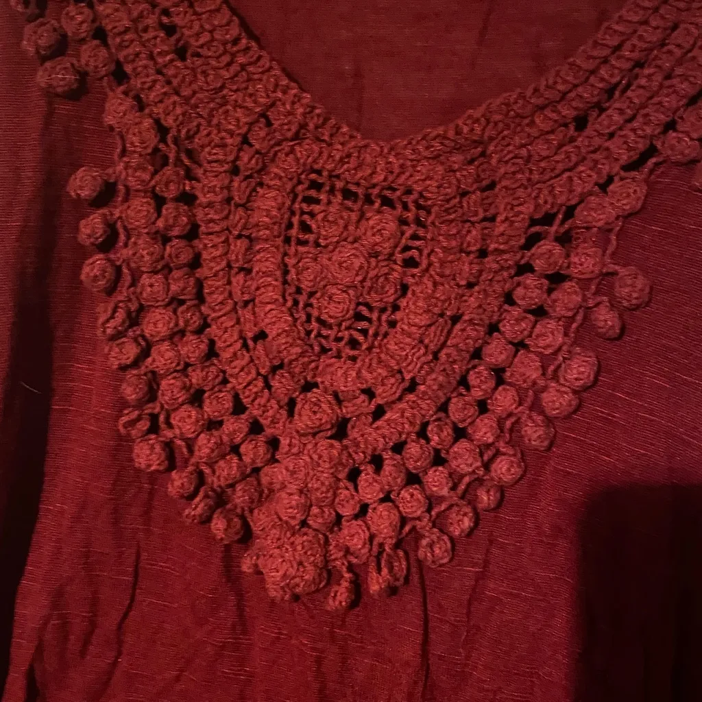 Free People Deep Red Crochet Tank Top - Image 2