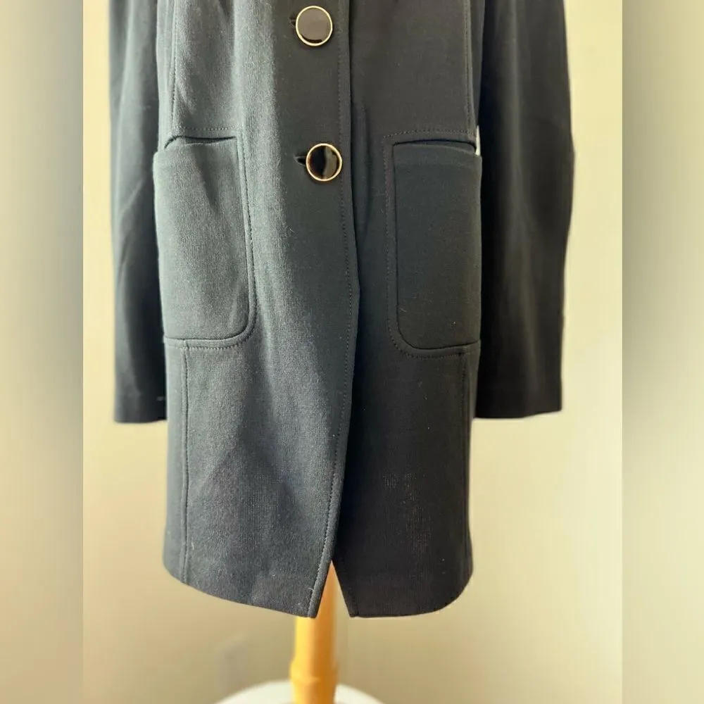 ST JOHN WOOL BLACK LONG JACKET COVER UP SIZE 12 - Image 3