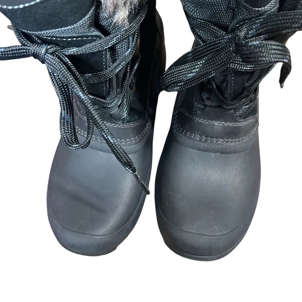 Khombu Slope Winter Boots Women's Ladies Size 11 Waterproof Suede Faux Fur Black - Image 4