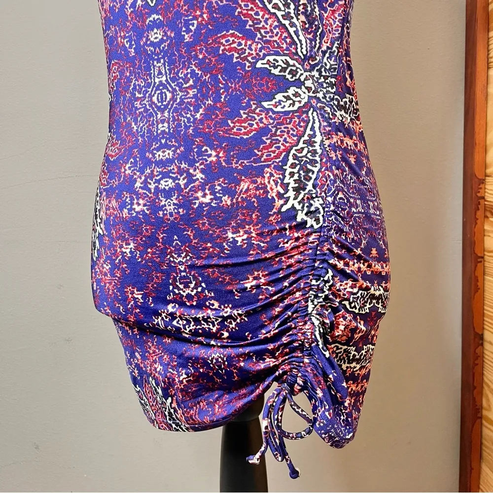 Aqualuxe Print Ruched Rashguard Swimsuit Tankini Top Purple Extra Small - Image 7