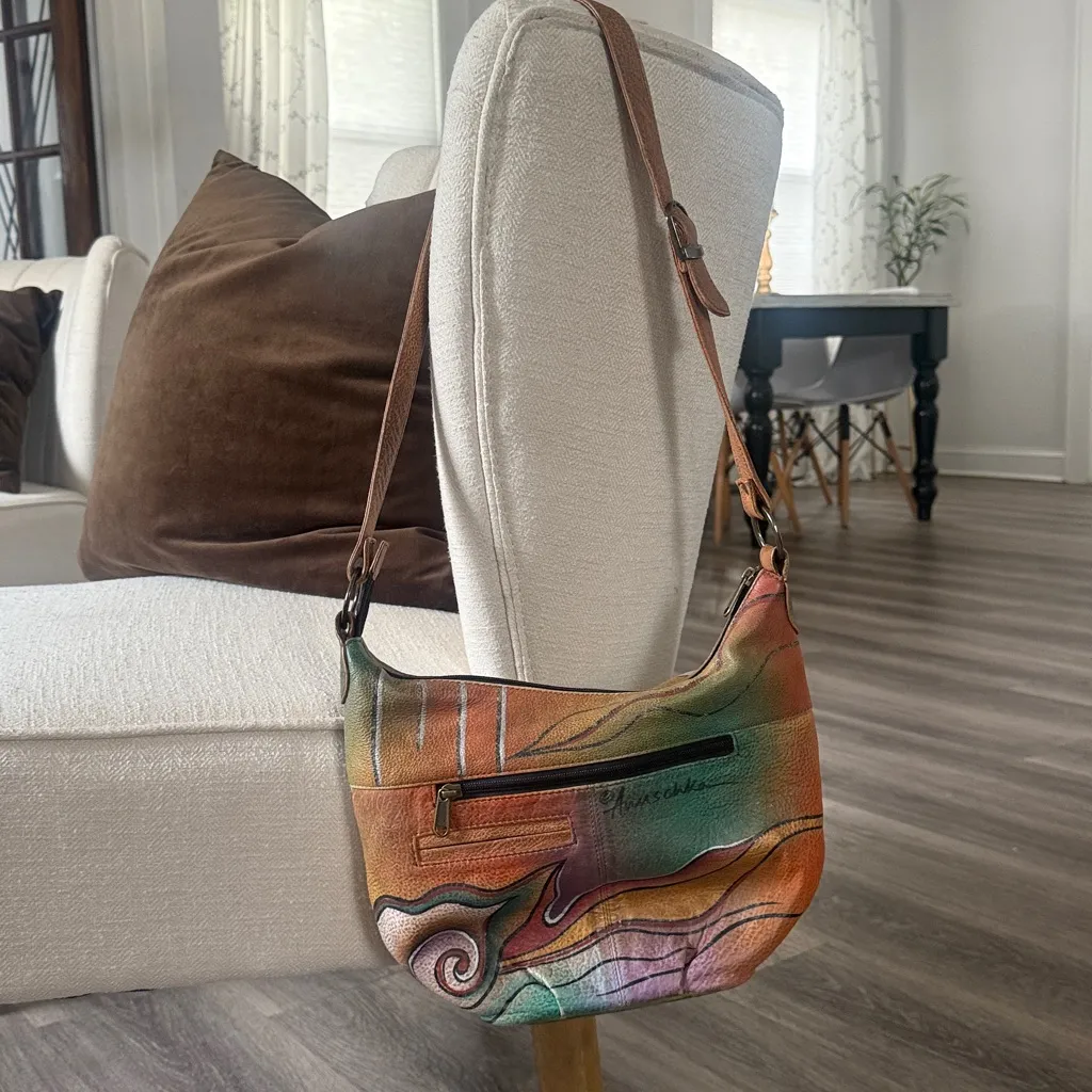 Anuschka Hand Painted Leather Bag Brown - Image 5