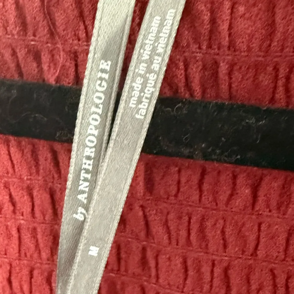 Anthropologie Smocked Bell-Sleeve Top Shirt Blouse Wine Red Burgundy Medium - Image 6