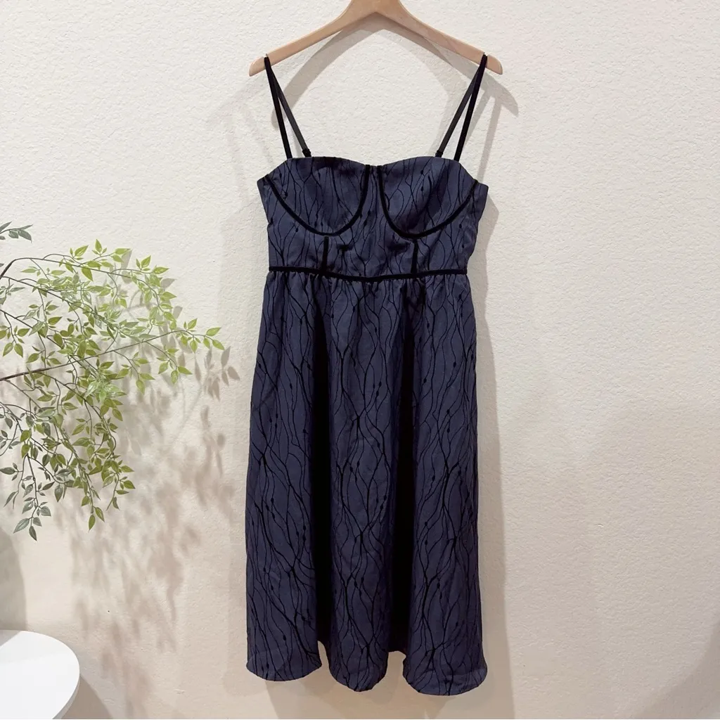 J.ING Jing Navy Bodice Midi Dress with Velvet Straps Size L NWT Blue Size L - Image 2