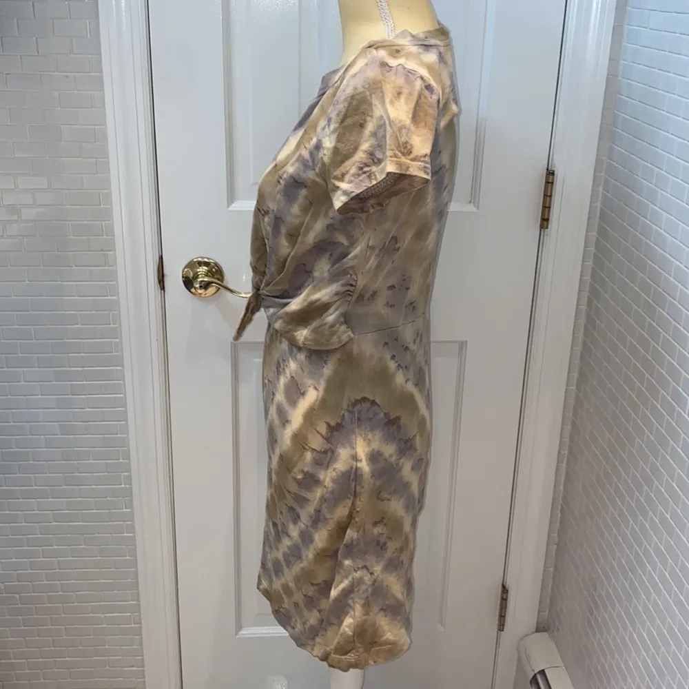 Anthropologie Maronie 💯 cotton tie dye tan/lavender tee shirt dress. Size S.NWT - Image 5