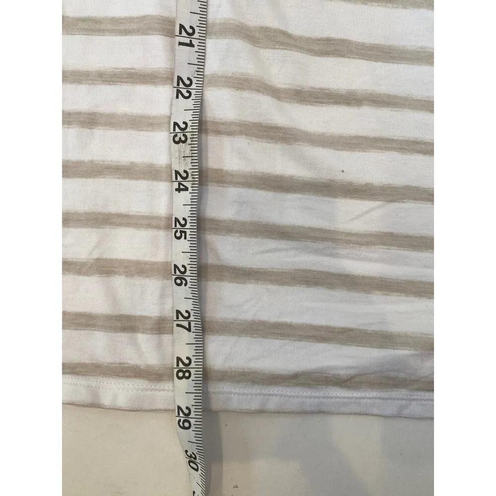 Zenergy by Chico’s White & Tan Striped Split Sleeve Stretch Knit Tunic EUC Sz XL - Image 12