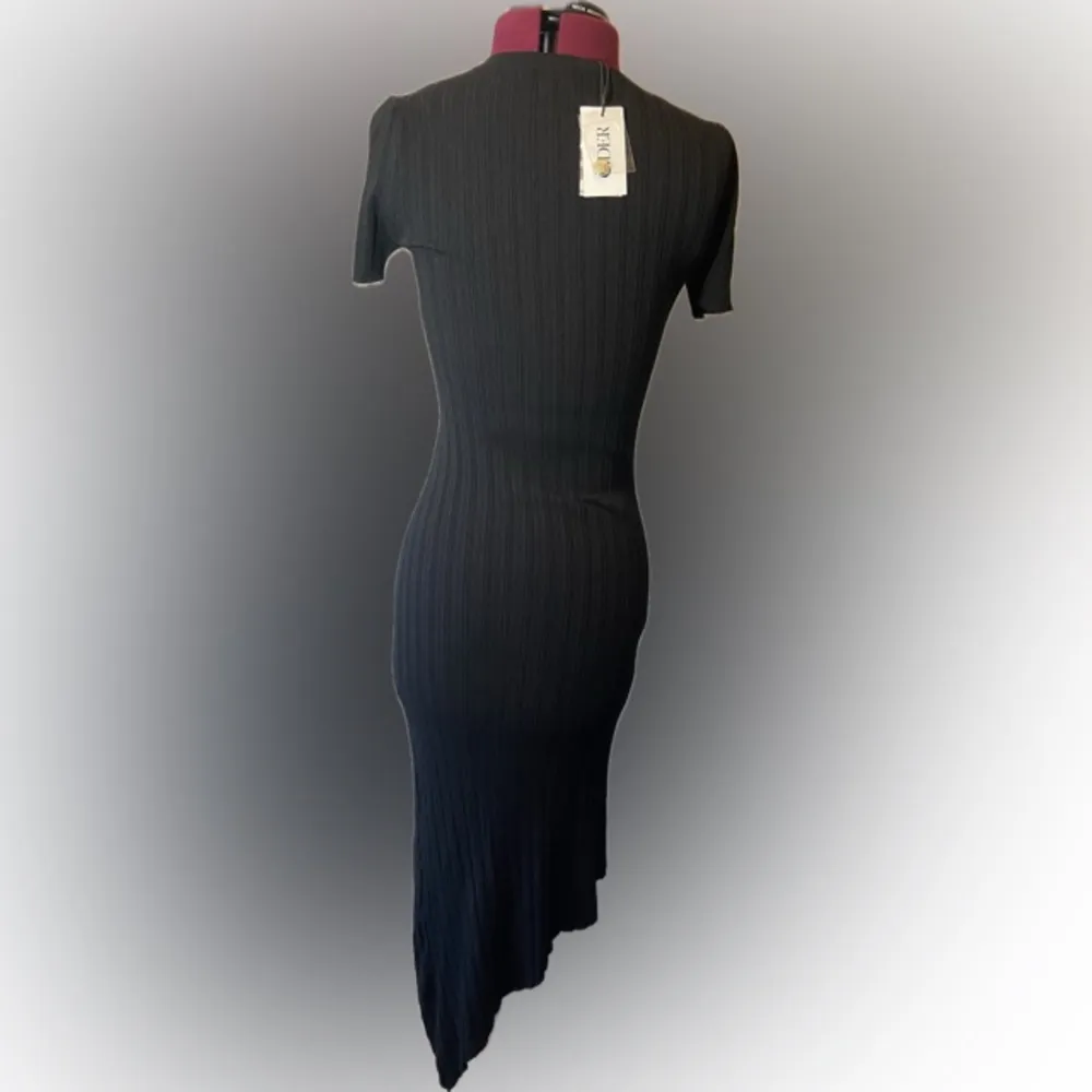 Cider Black Ribbed Cutout Dress Size Small NWT - Image 3