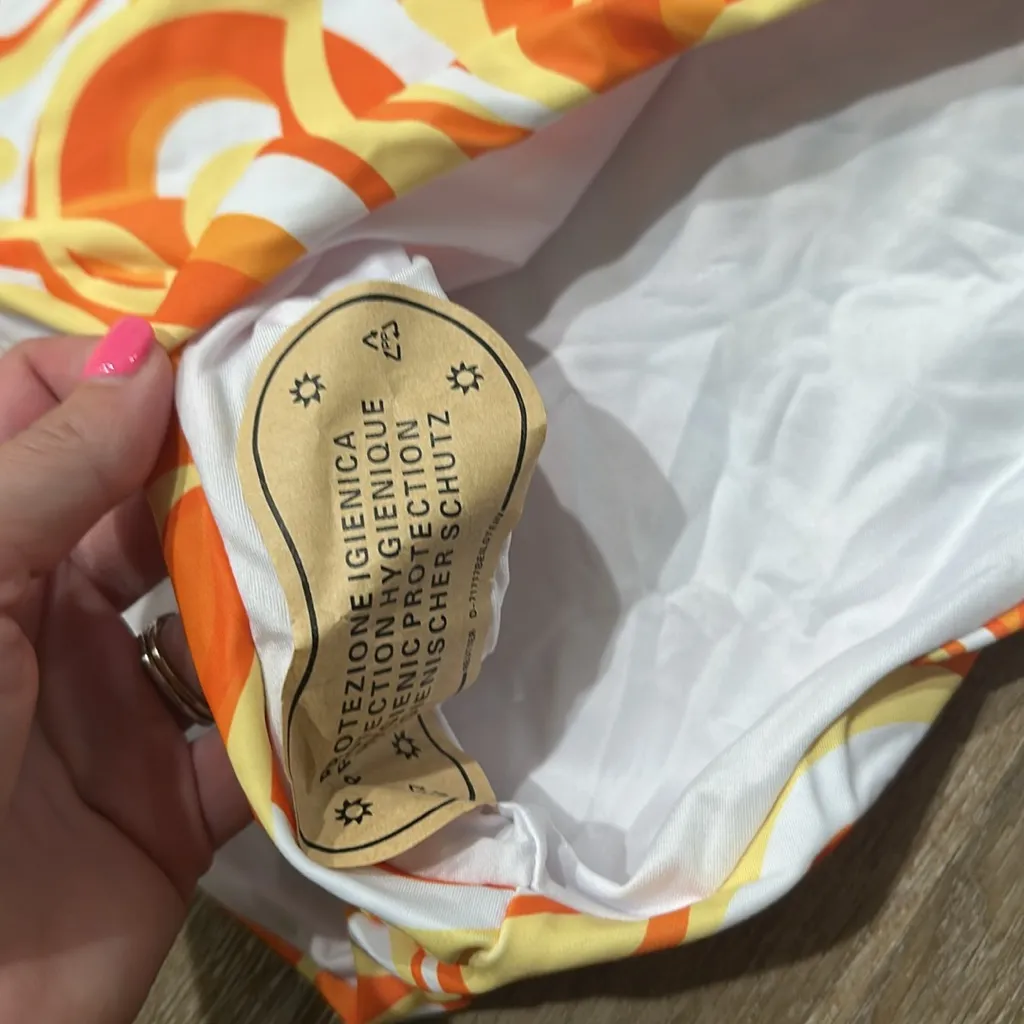 Vibrant Orange Swirl high waisted bikini - Image 2