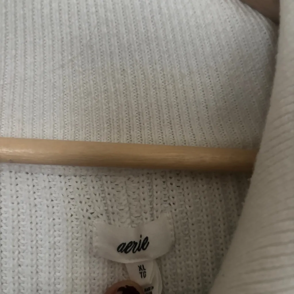 Aerie Beyond Quarter Zip Sweater Green and White Polo Stripe Oversized Size XL - Image 4