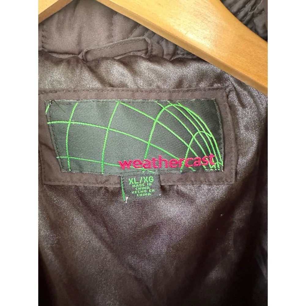 Weathercast Women's Quilted Hideaway Hoodie Zipper & Button Up Parka Jacket XL Black - Image 10