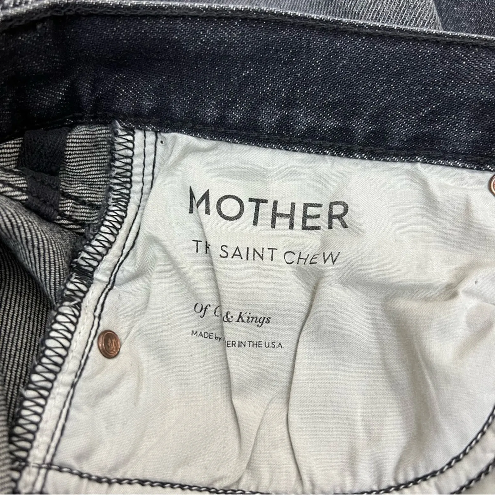 Mother Superior The‎ Saint Chew Gray Straight Leg Cropped Raw Hem Jeans Size 25 - Image 15