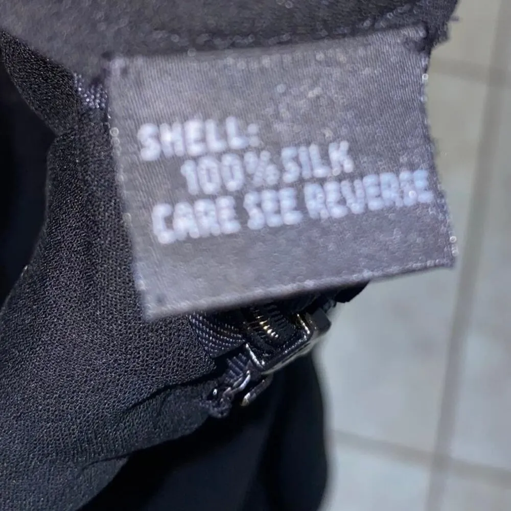 Carmen Marc Valvo Signature Solid Black Silk Layered Midi Skirt Women’s Size 10 - Image 6