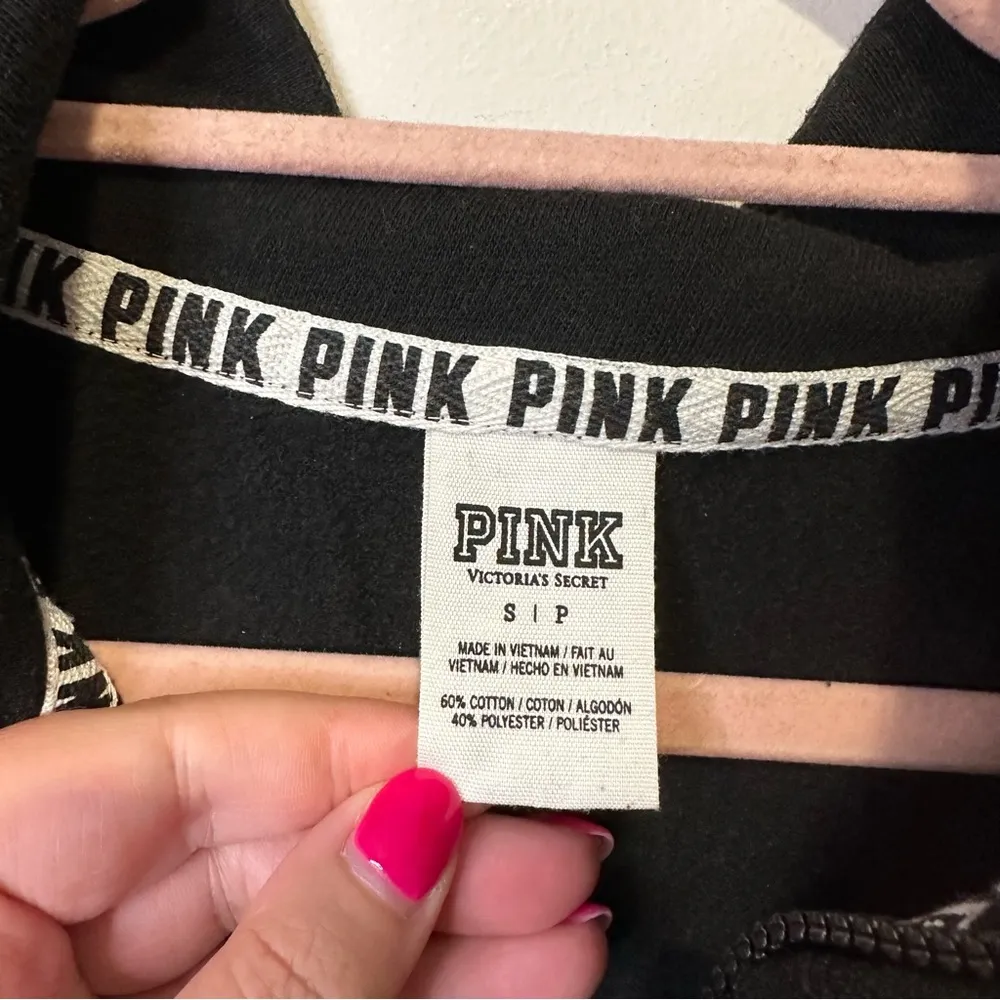 victoria’s secret pink bling sequin quarter zip sweatshirt size small - Image 3