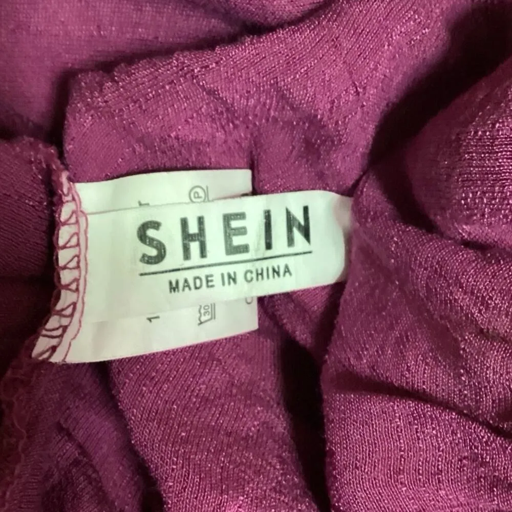 Shein Pink Puff Sleeve Ruffle Square Neck Tie Back Cutout Crop Blouse Top Size M - Image 4