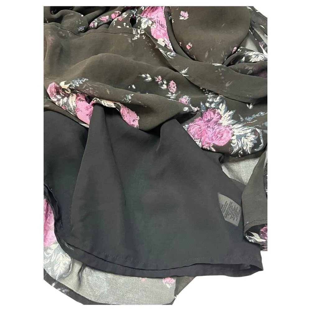 Free People Dress Womens Small Black Purple Sheer Cold Shoulder Square Whimsy - Image 10