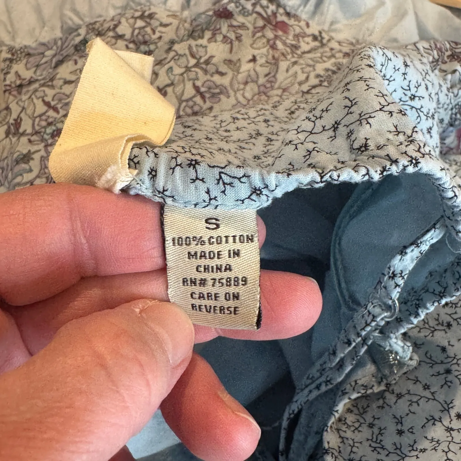 Nick and Mo Ruffle Tiered Midi Dress Womens Small Blue Cotton Floral Country - Image 10